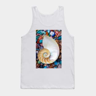 Nautilus Shell On Colorful Stones Tank Top